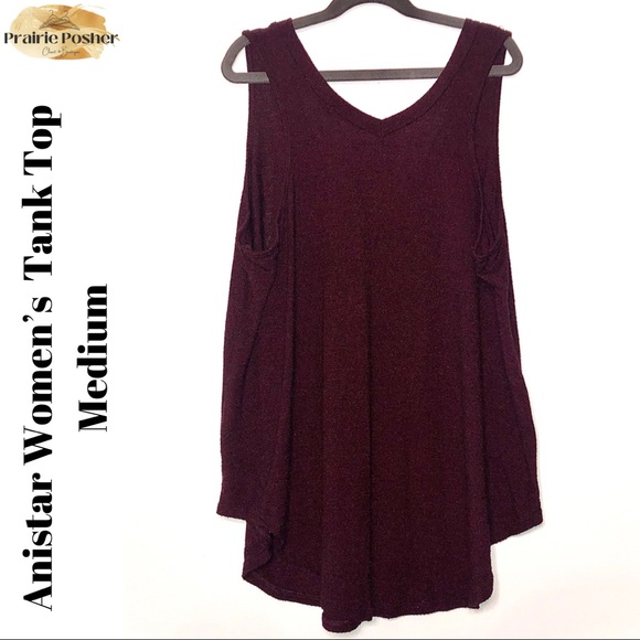 Anistar Tank Top, Womens Medium, Burgundy, EUC, PrairieposherCA - Picture 2 of 4